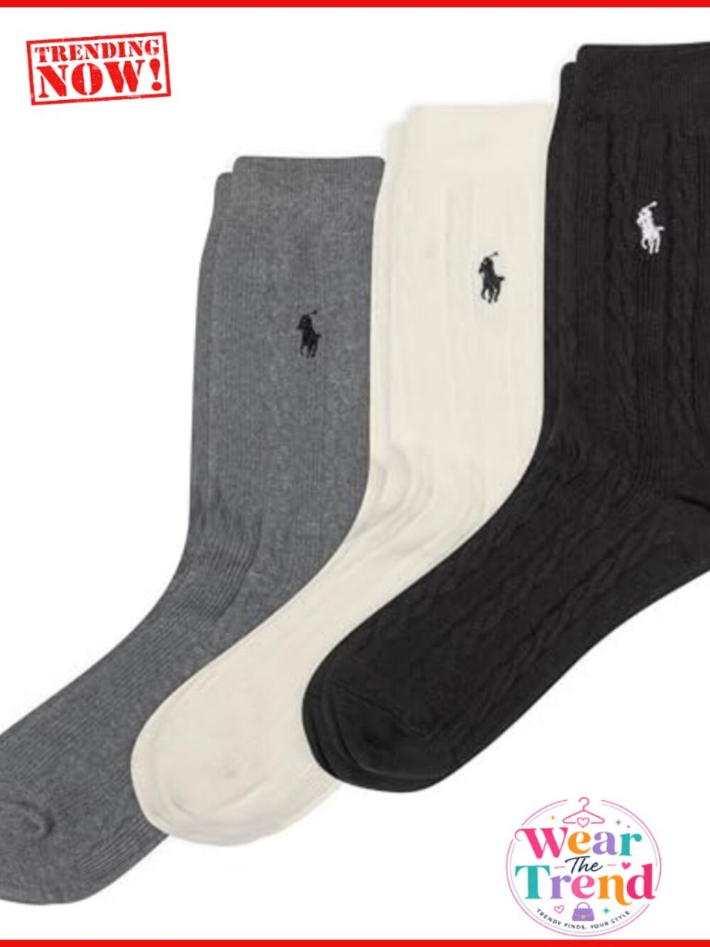 Cotton Cable Crew Socks 3-Pair Soft Lightweight Comfort